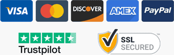 Visa, MasterCard, Discover, American Express, PayPal | TrustPilot | SSL Secure