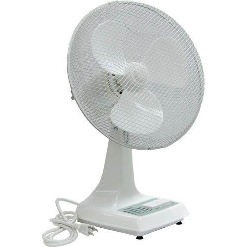 White Generic 8523697415268 12-Inch Electrical 3-Speed Oscillating Desk Top Fan 