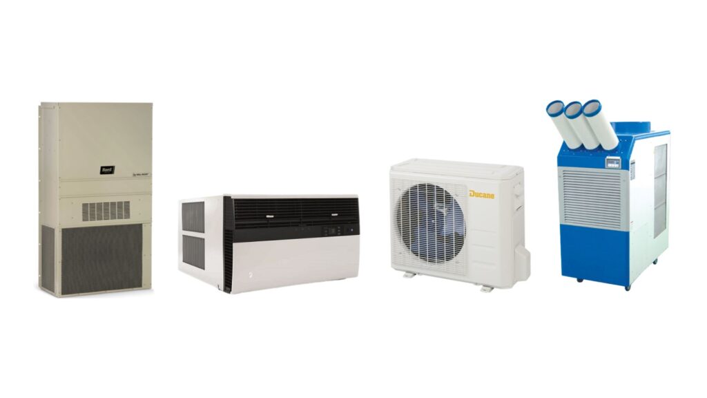 Image contains air conditioners, Bard Wall Mount Air Conditioner, Koldwave Portable Air Conditioner, Mini split air conditioner 