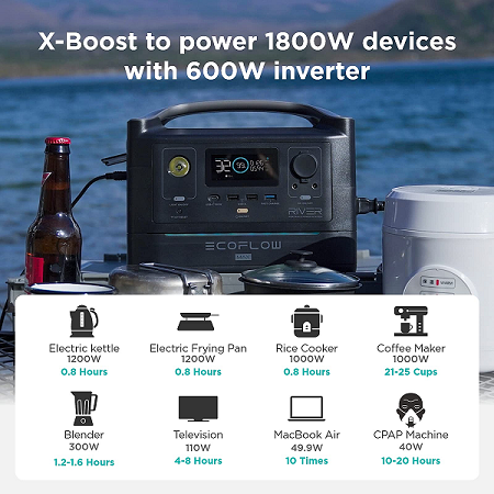 EcoFlow RIVER Max Portable Power Station - 600W Output, 576Wh 